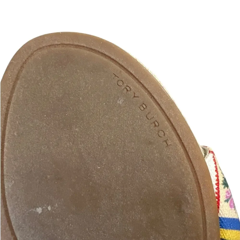 Tory Burch Benton Espadrille Slides Multicolor Canvas 7.5‎ Boho